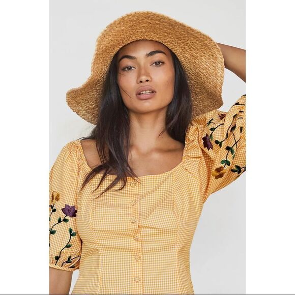 NWT Anthropologie Amabella Embroidered Tangerine Blouse medium - Picture 1 of 8